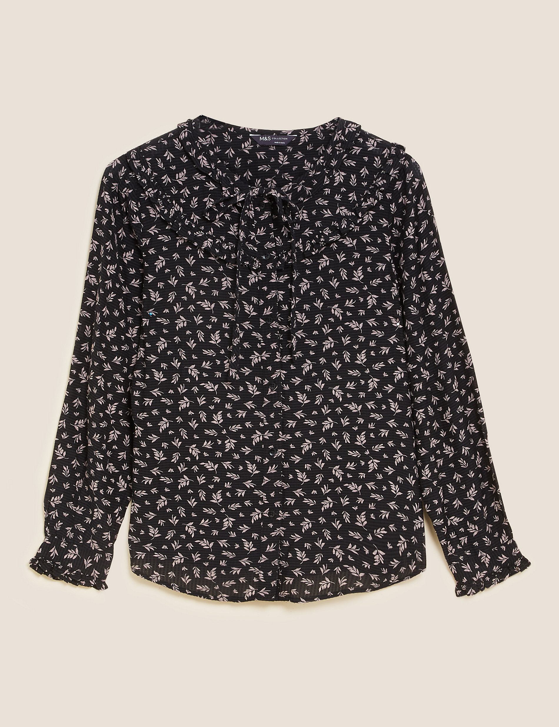 Cotton Rich Printed Long Sleeve Blouse