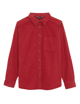 

Womens M&S Collection Pure Cotton Corduroy Collared Shirt, Red