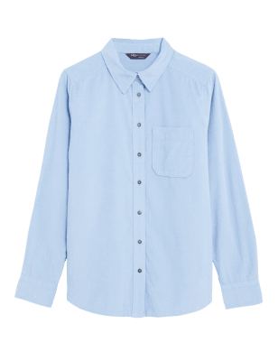 

Womens M&S Collection Pure Cotton Corduroy Collared Shirt - Medium Blue, Medium Blue