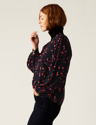 

M&S Collection Blusa de manga estilo blusón con escote cerrado estampadaWomens - Navy Mix, Navy Mix
