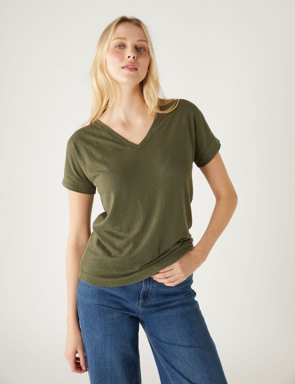 Linen Rich V-Neck T-Shirt image 1