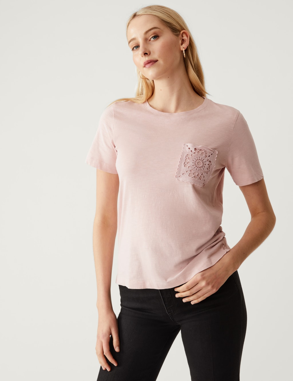Pure Cotton Lace Pocket T-Shirt image 3