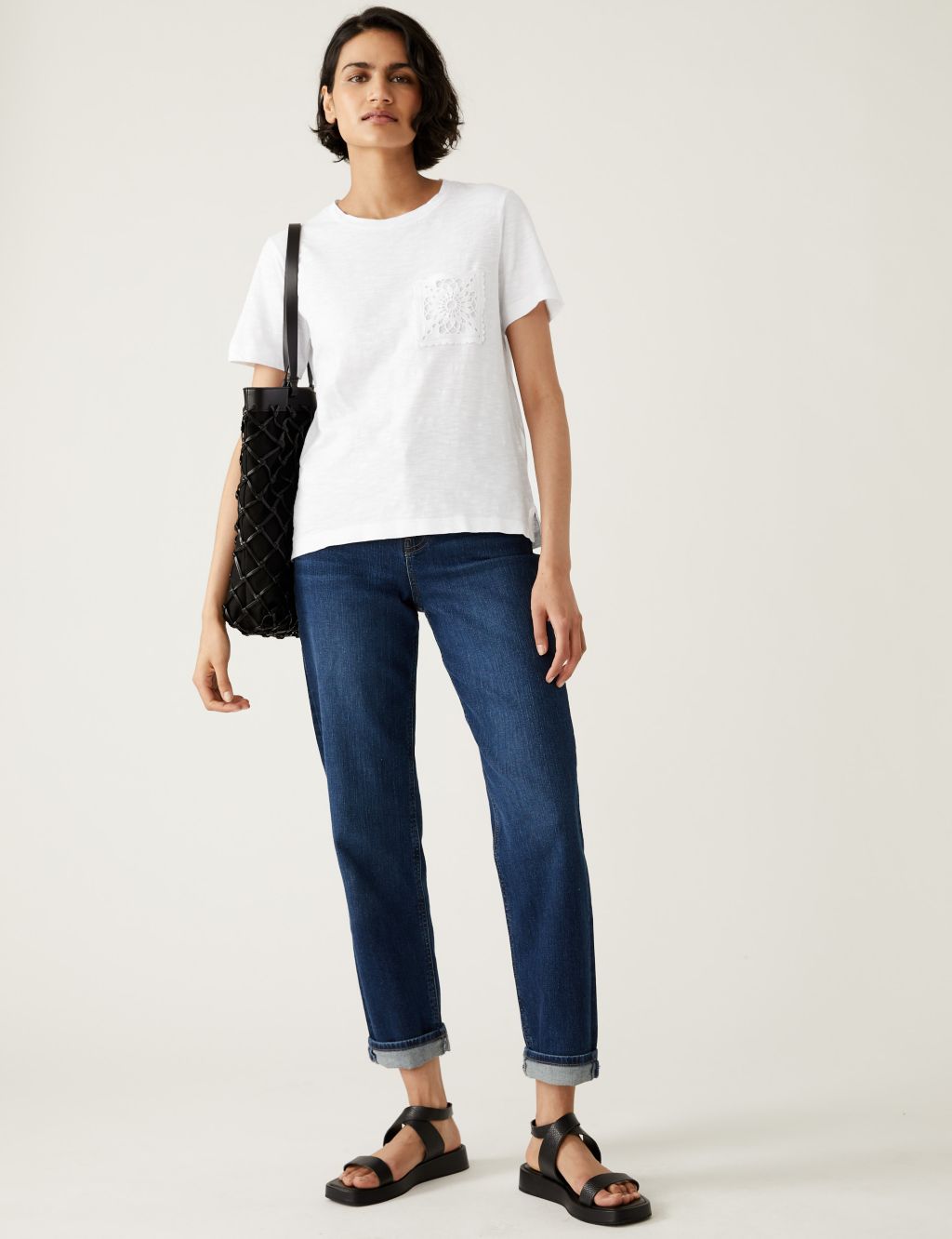 Pure Cotton Lace Pocket T-Shirt image 2