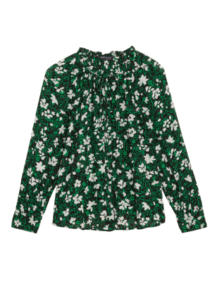 

M&S Collection Blusa de manga larga con modal floralWomens - Green Mix, Green Mix