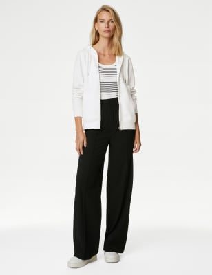 

M&S Collection Sudadera con capucha 100% algodón con cremalleraWomens - Soft White, Soft White