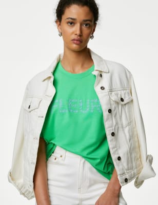 

M&S Collection Camiseta estampada 100% algodónWomens - Green Mix, Green Mix