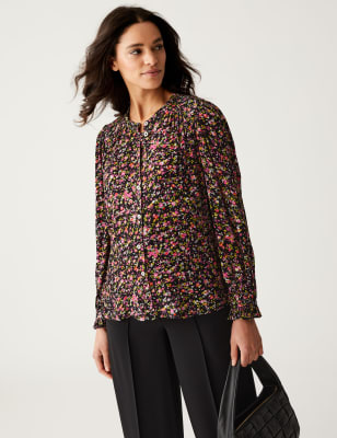 

Womens M&S Collection Printed Button Detail Blouse - Multi, Multi