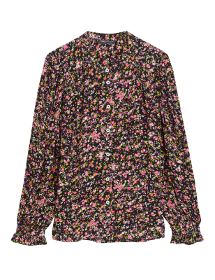

Womens M&S Collection Bedruckte Bluse mit Knopfdetail - Multi, Multi