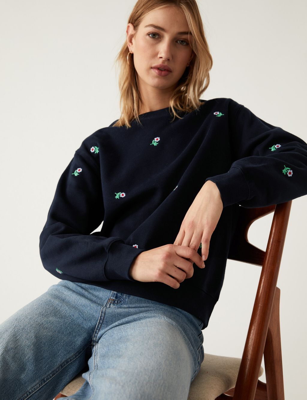 Cotton Rich Embroidered Sweatshirt image 1