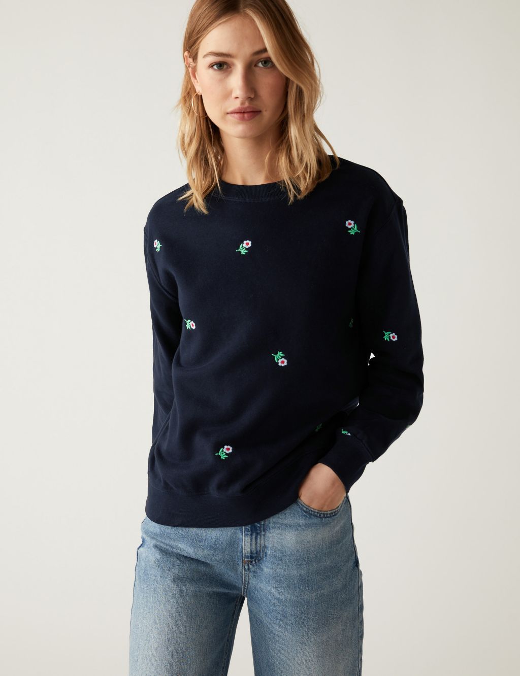 Cotton Rich Embroidered Sweatshirt image 3