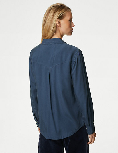 Lyocell Tea Dyed Collared Shirt