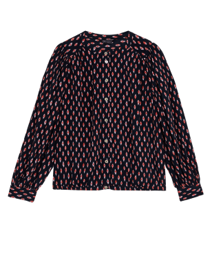 

Womens M&S Collection Printed Crew Neck Blouse - Navy Mix, Navy Mix