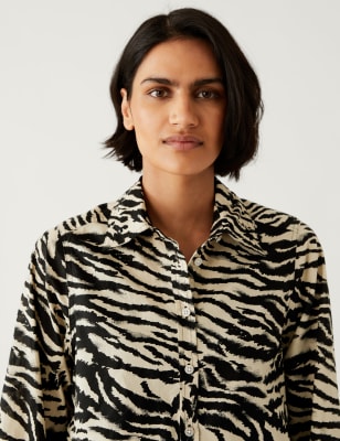 

M&S Collection Camisa con cuello estampada 100% algodónWomens - Black Mix, Black Mix