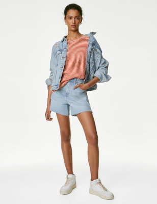 

Womens M&S Collection Linen-Rich Striped Top - Orange Mix, Orange Mix
