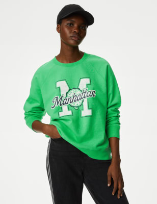 Green slogan sweatshirt hot sale