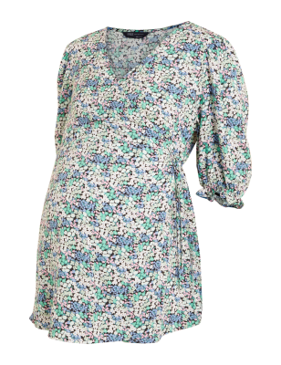 

M&S Collection Top premamá cruzado estampado de escote en picoWomens - Green Mix, Green Mix