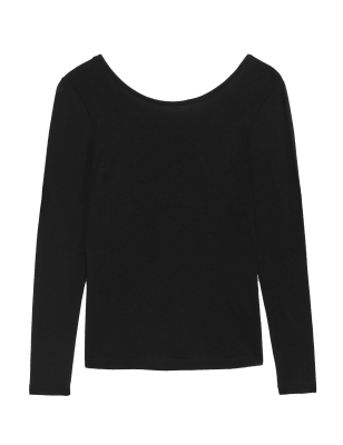 

Womens M&S Collection Scoop Neck Fitted Long Sleeve Top - Black, Black