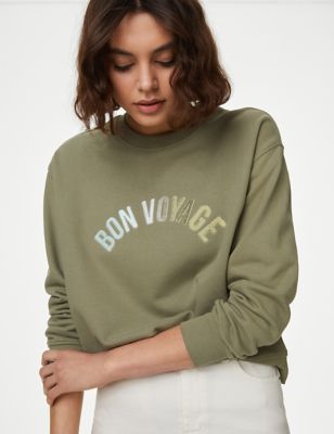 Pure Cotton Slogan Sweatshirt