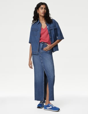 

M&S Collection Camiseta Everyday Fit 100% algodón de escote en picoWomens - Cranberry, Cranberry