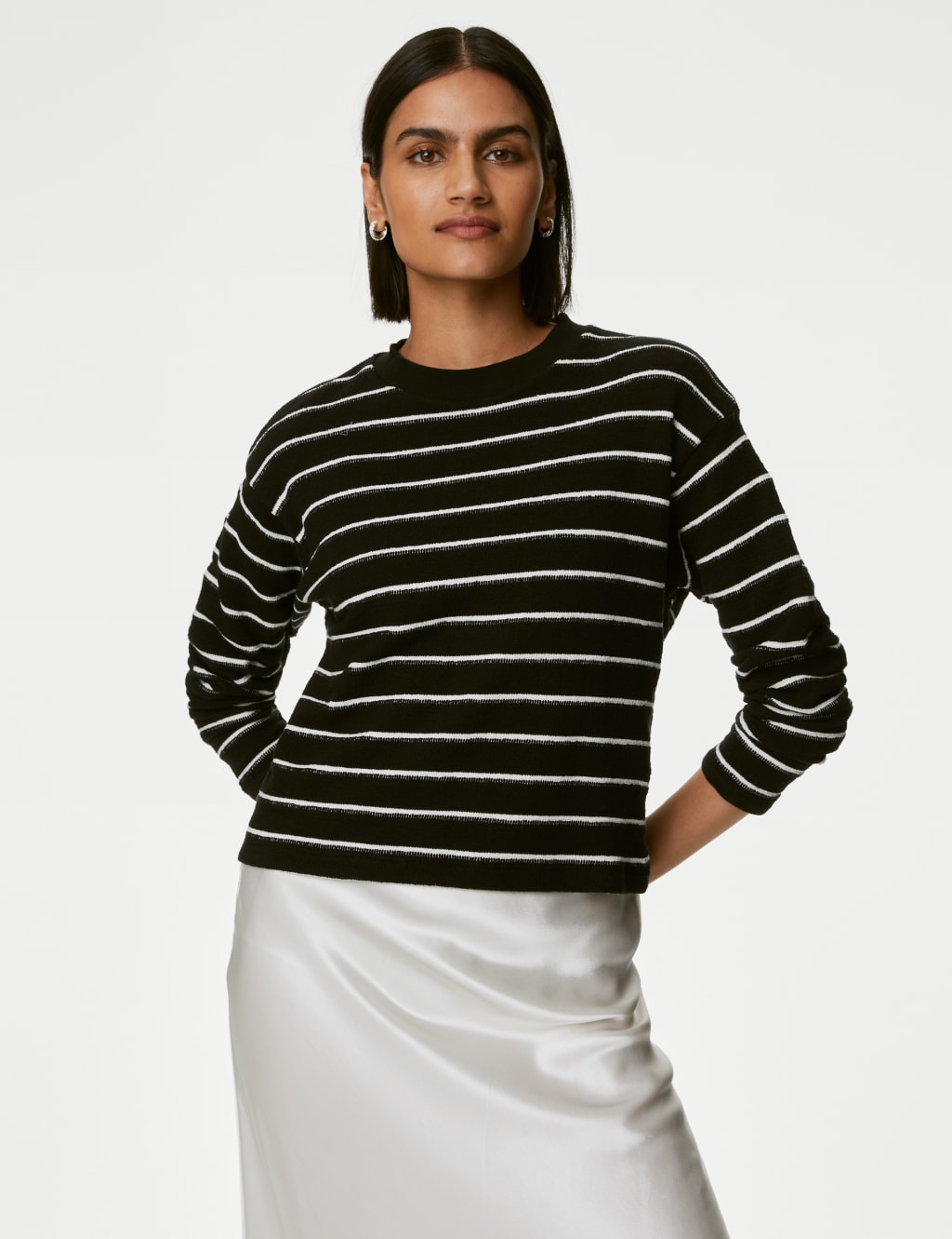 Cotton Rich Textured Striped Top image 1
