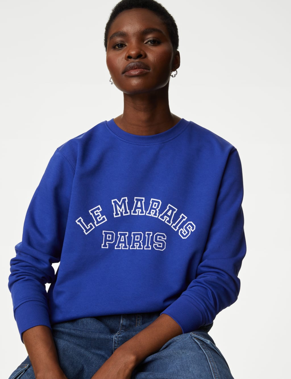 Embroidered Cotton Sweatshirt - Luxury Blue