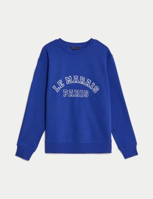 Cotton Rich Slogan Sweatshirt
