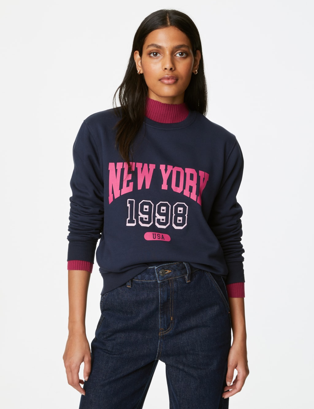 Cotton Rich Slogan Sweatshirt image 1