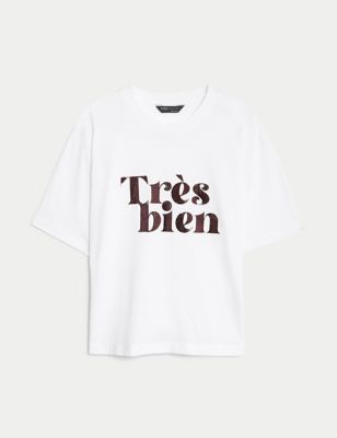 Pure Cotton Slogan T-Shirt