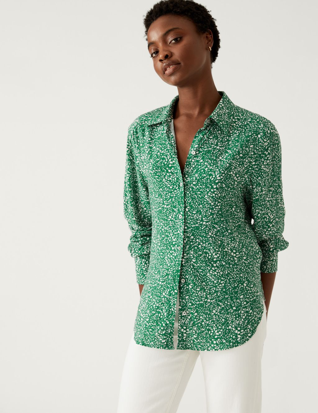 Printed Collared Relaxed Shirt image 2