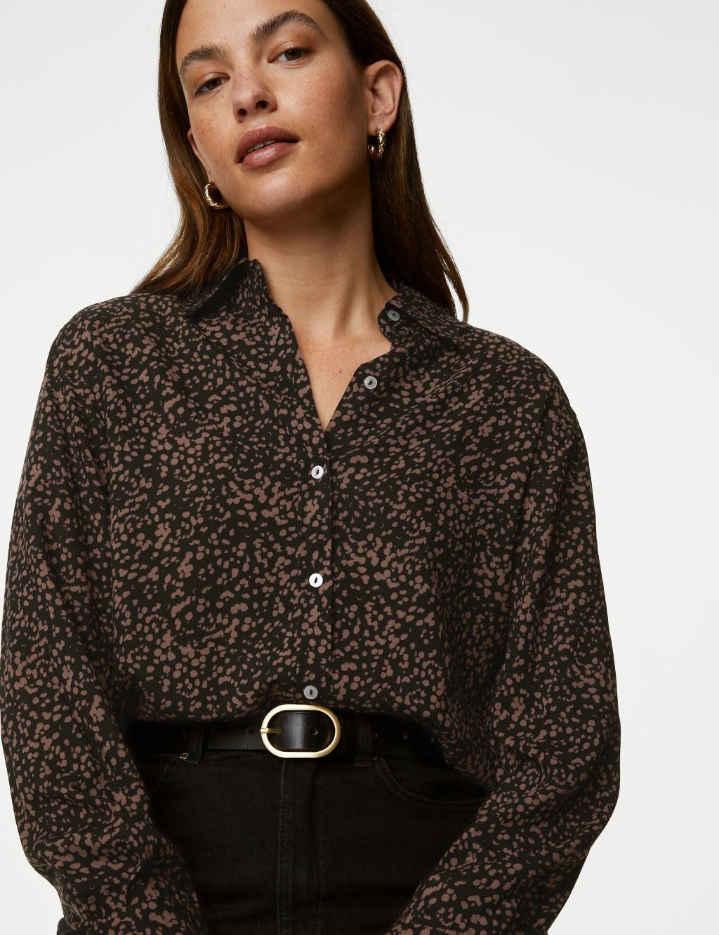 Printed Collared Relaxed Shirt image 1