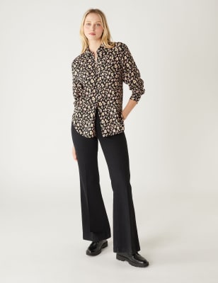 

M&S Collection Camisa informal con cuello estampadaWomens - Black Mix, Black Mix