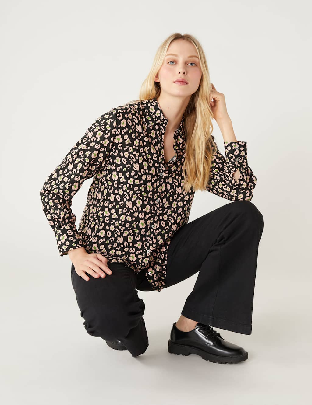 Printed Collared Relaxed Shirt image 5