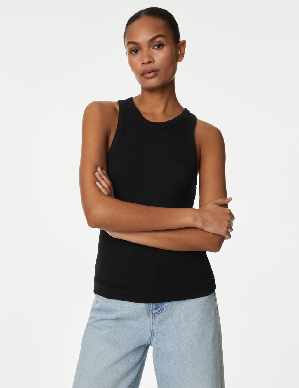 Cotton Rich Ribbed Racer Back Vest Top image 3
