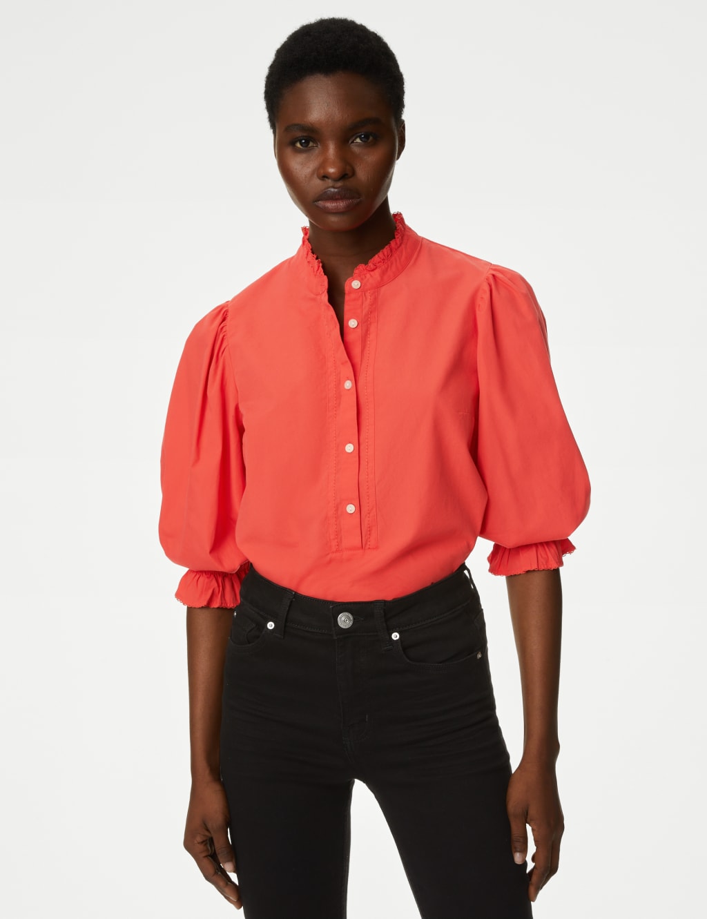 Pure Cotton Frill Detail Top image 1
