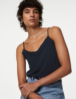 

Womens M&S Collection Cutwork Detail Cami Top - Midnight Navy, Midnight Navy