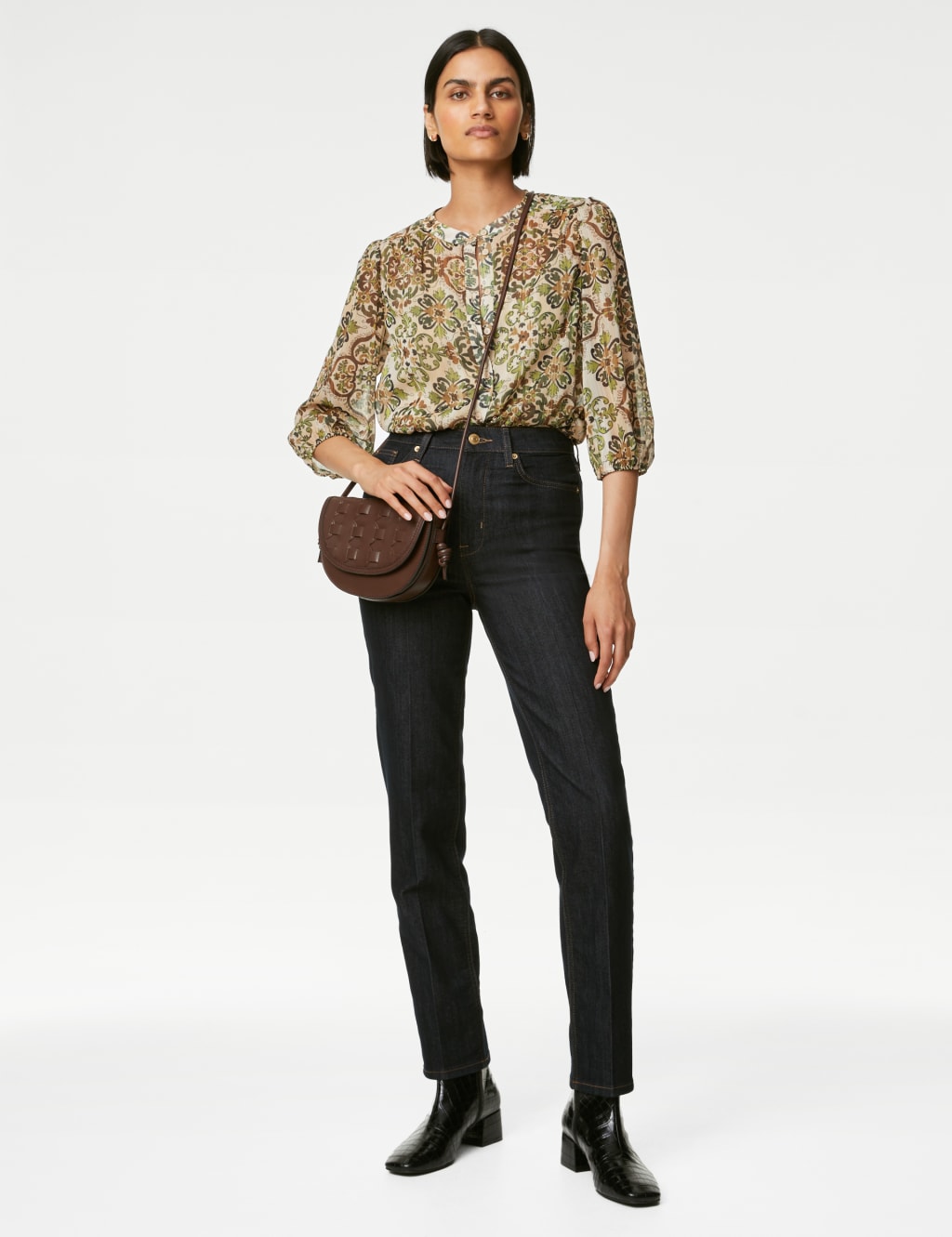 Printed Crew Neck Blouse image 1