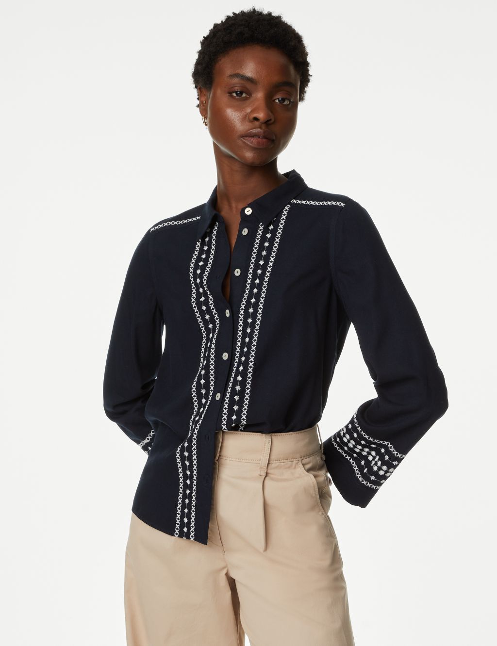 Embroidered Collared Blouse image 3
