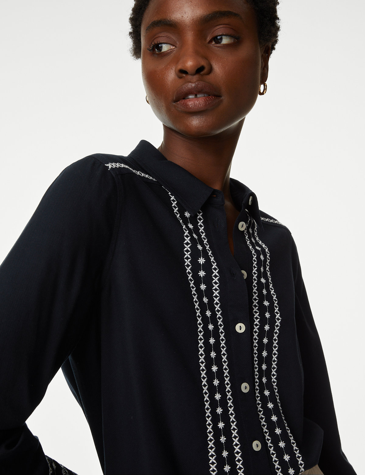 Embroidered Collared Blouse