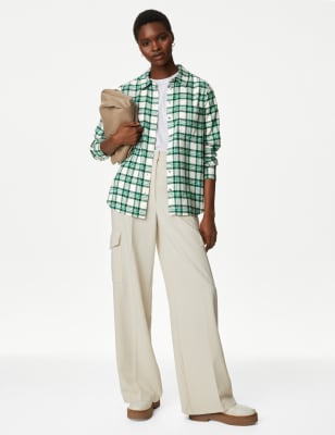 

Womens M&S Collection Pure Cotton Checked Shirt - Green Mix, Green Mix