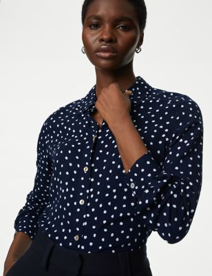 

Womens M&S Collection Printed Collared Shirt - Navy Mix, Navy Mix