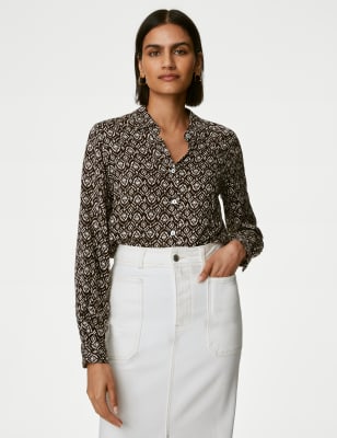 

Womens M&S Collection Printed Collared Shirt - Black Mix, Black Mix