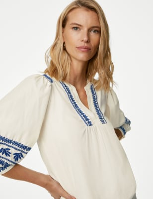 Pure Cotton Embroidered Blouse