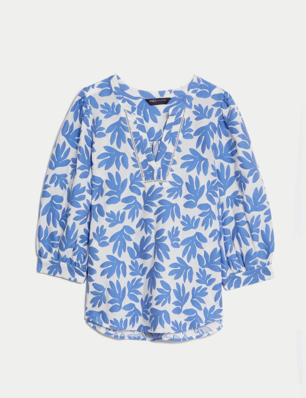 Cotton Blend Jacquard V-Neck Popover Blouse image 2