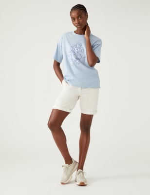 

M&S Collection Camiseta maxi 100% algodón de Mickey Mouse™Womens - Blue Mix, Blue Mix