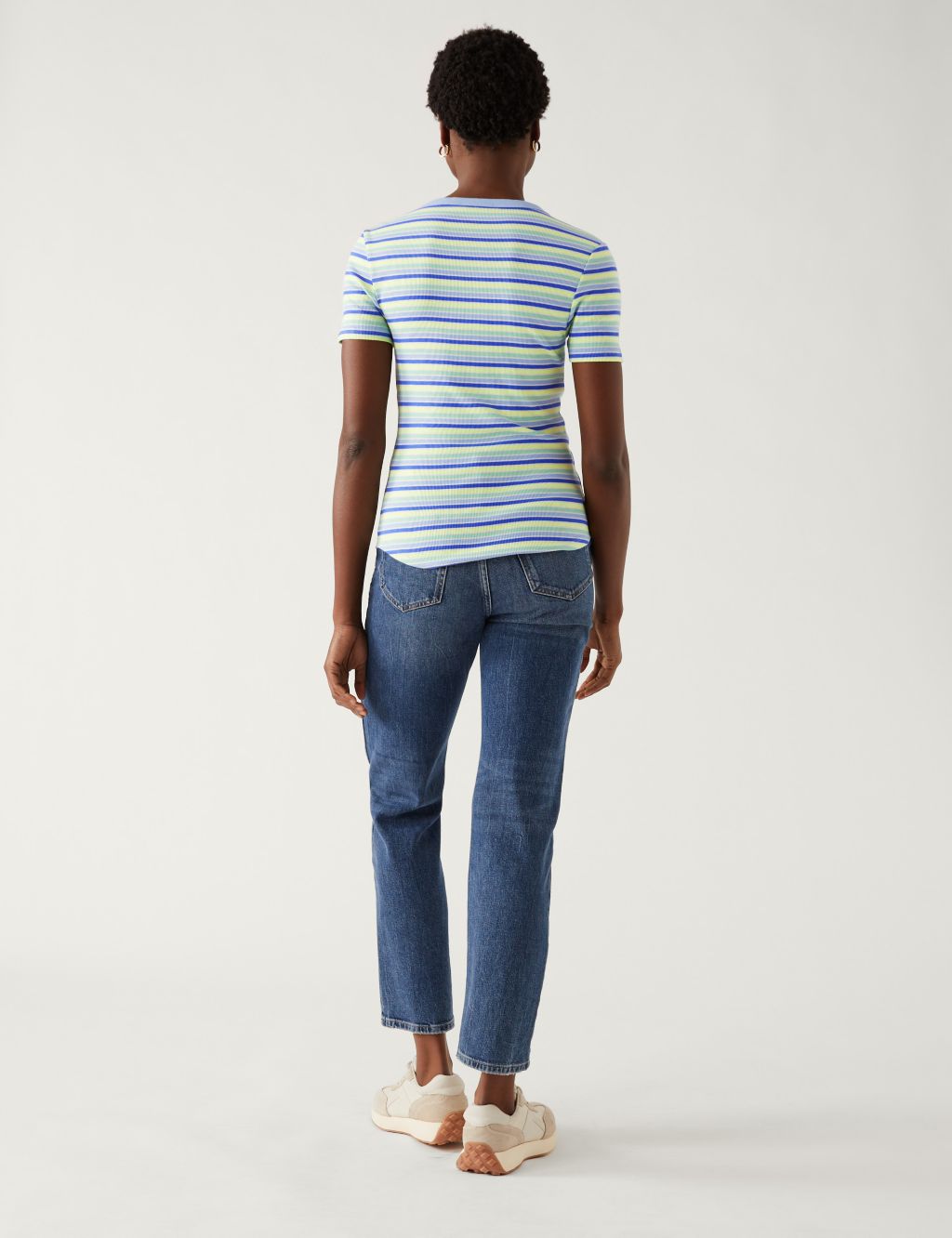 Cotton Rich Ribbed Striped Henley Top image 4