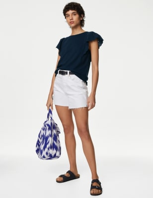

Womens M&S Collection Oberteil aus reiner Baumwolle mit Lochstickereidetail - Navy, Navy
