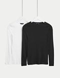 2pk Cotton Rich Ribbed Slim Fit Tops