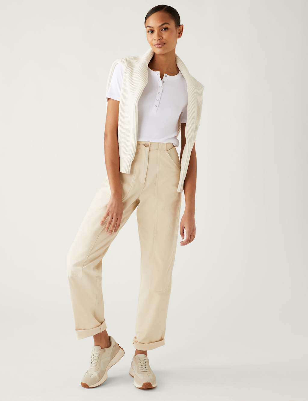Cotton Blend Ribbed Henley Top image 3