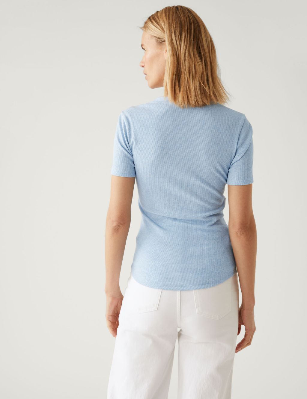 Cotton Blend Ribbed Henley Top image 4
