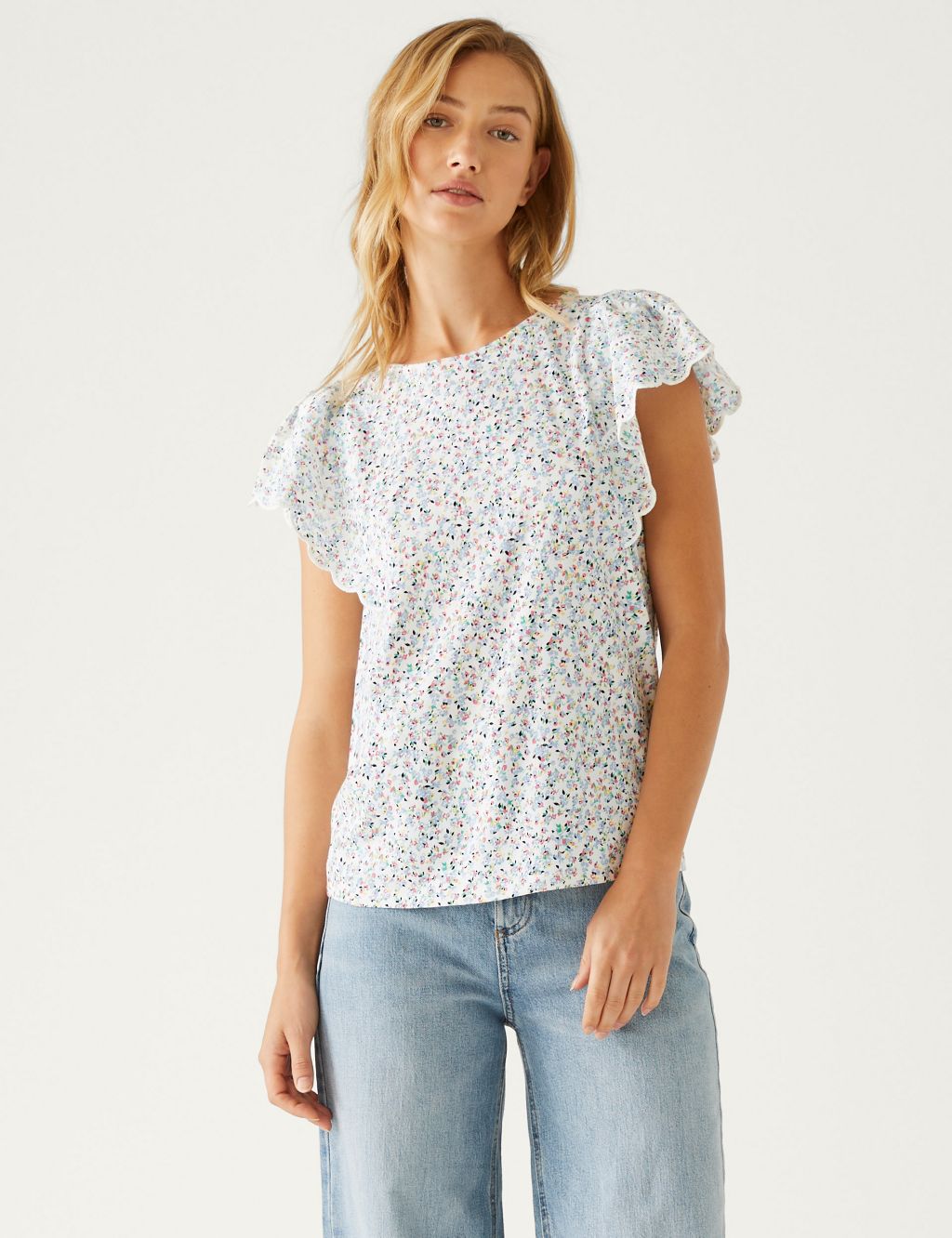 Pure Cotton Floral Broderie Top image 3